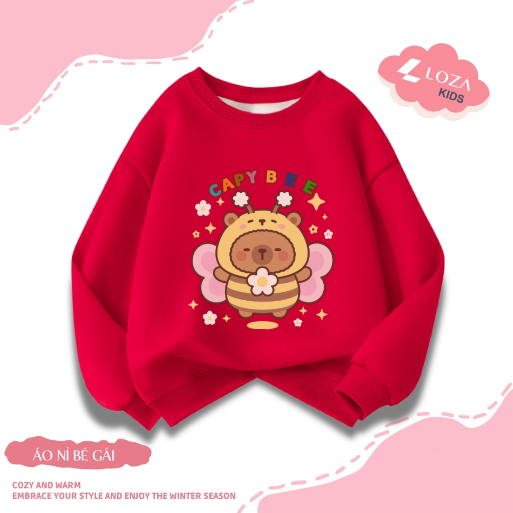 Áo sweater bé gái in hình Capybara - Loza Kids IN004_thumbnail_3