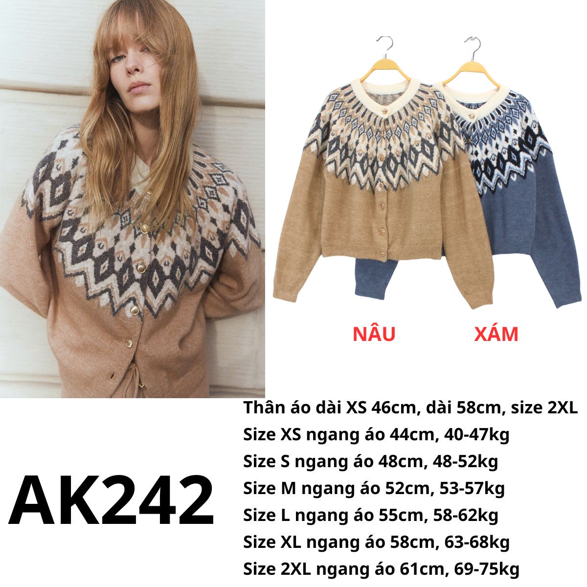 AK242 Áo khoác len