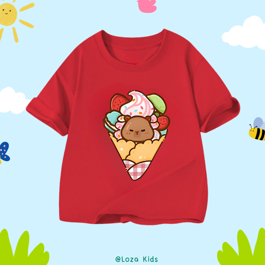 Áo thun  trẻ em in hình 'CapyBara ăn kem'- Loza Kids  AT012_thumbnail_6