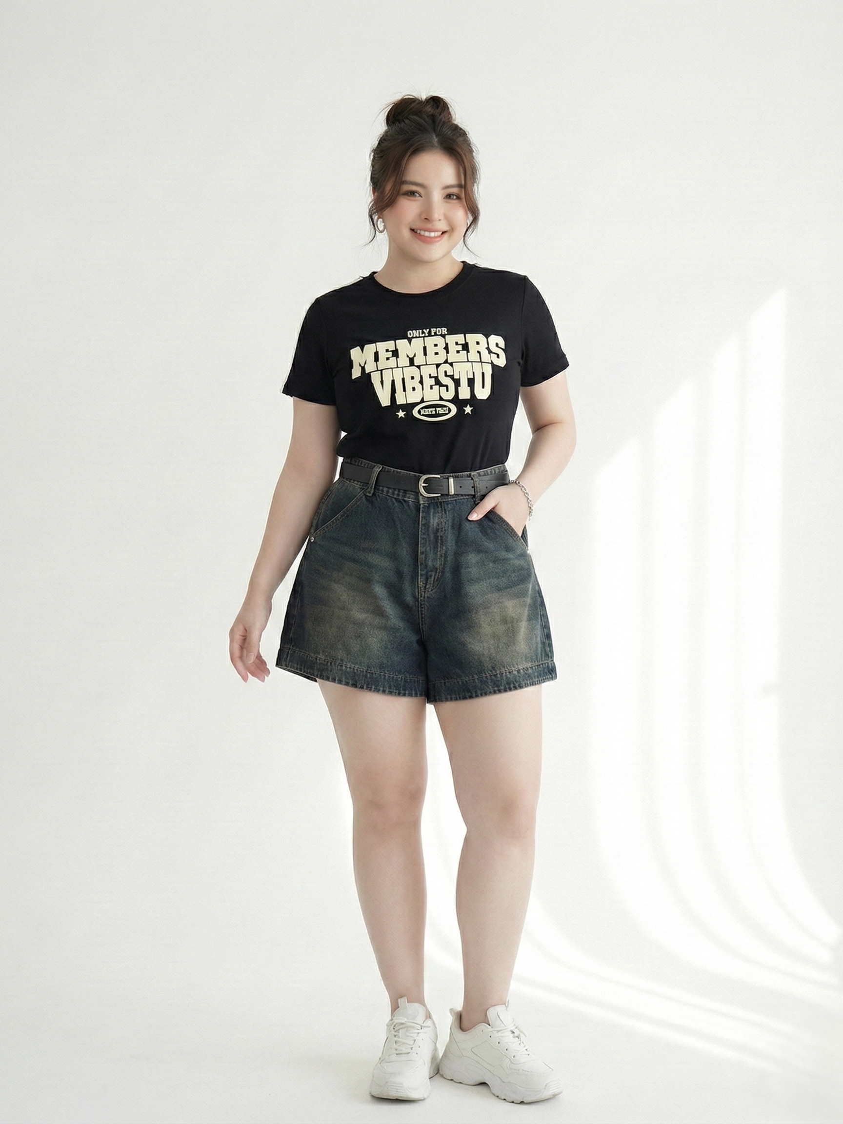 Quần short lưng thun thêu hoa bigsize QSJ1301 dành cho nàng mũm mĩm từ 55-90kg