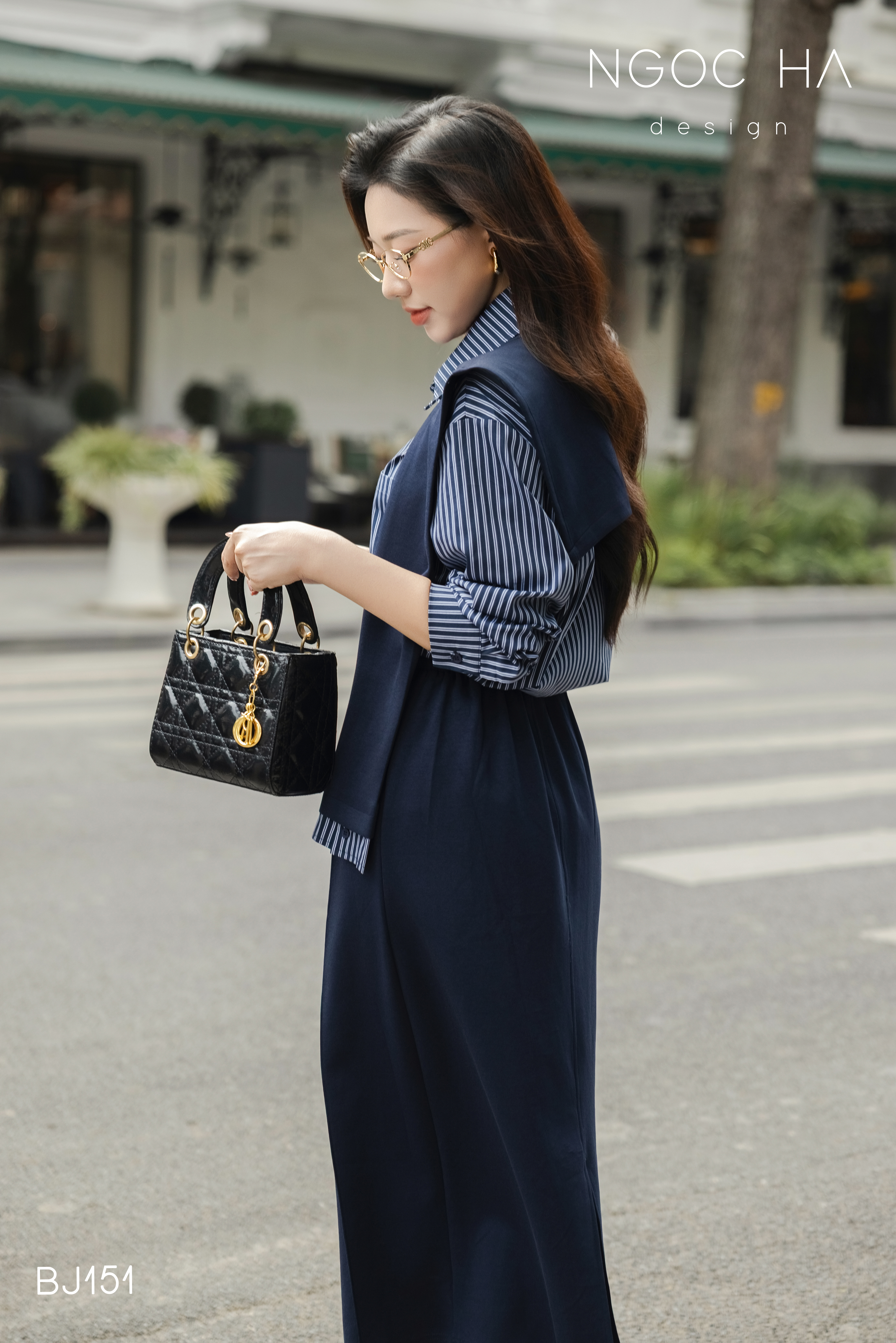 Giulia Set_ Bộ Áo Sơ Mi Kẻ Sọc Mix Chân Váy Thun  Màu Xanh BJ151_thumbnail_4