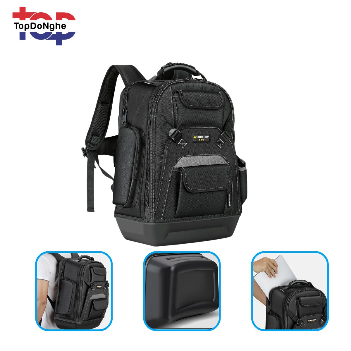 Balo đồ nghề WINHUNT cao cấp Balo đựng đồ nghề cơ khí sửa chữa điện nước, camera, thạch cao đế nhựa chống thấm nước có ngăn để laptop túi  đồ balo  đồ