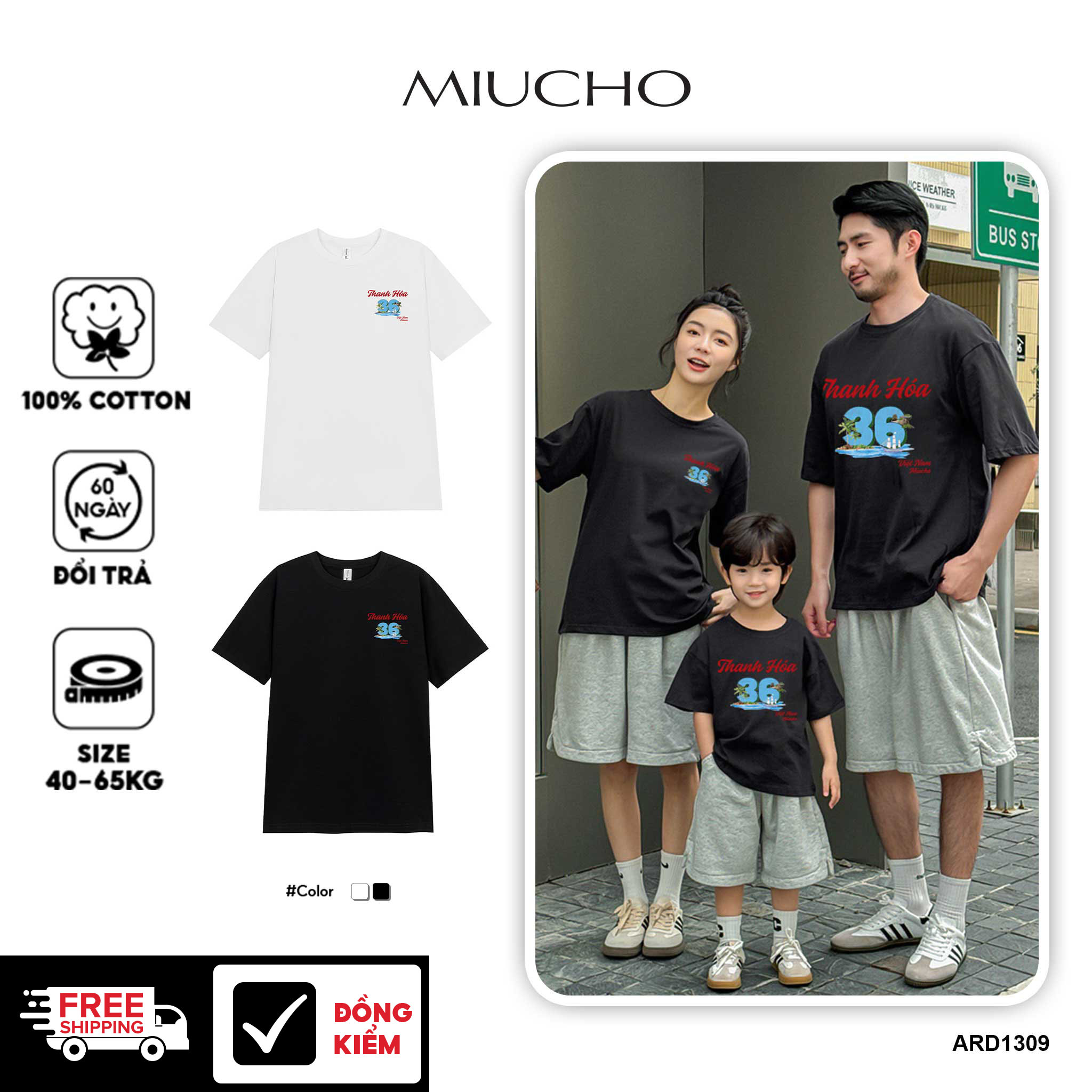 Áo thun nữ du lịch Thanh Hóa form vừa regular thoáng mát ARD1309 Miucho Chic in mix_thumbnail_1