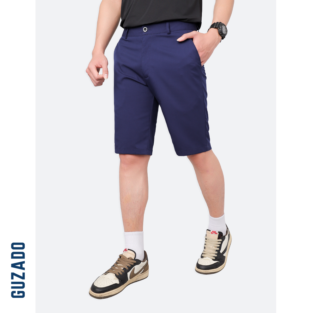 Quần Short Tây Âu Nam GUZADO Kaki Giữ Form Cạp Cúc GSR15_thumbnail_7