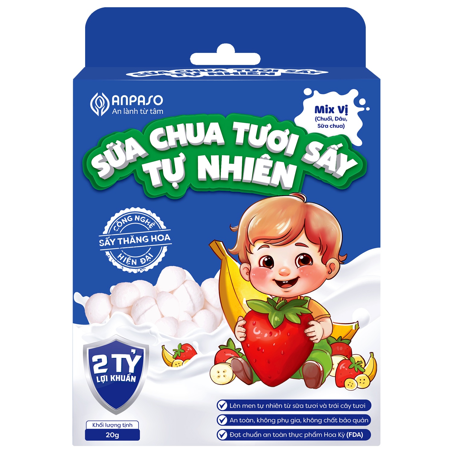 SỮA CHUA TƯƠI SẤY ANPASO Mix vị 20g