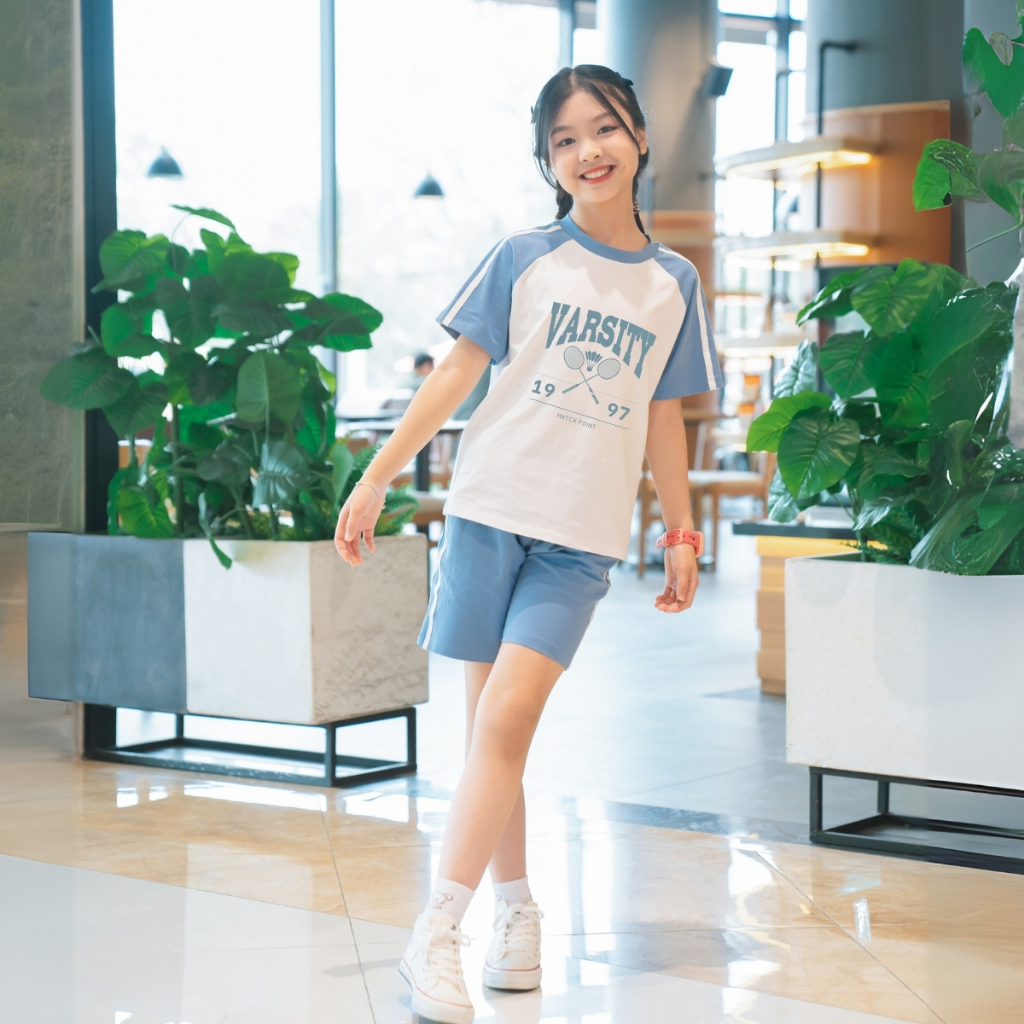 Đồ bộ bé gái màu phối in chữ 'VARSITY'  - Loza Kids BF310_thumbnail_2
