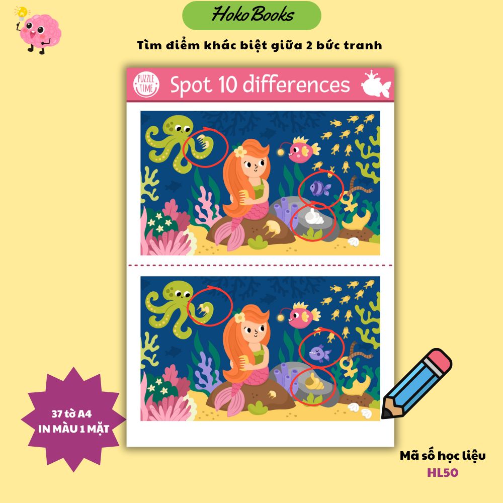 HL50 Học liệu Hokobooks Tìm điểm khác biệt giữa 2 bức tranh