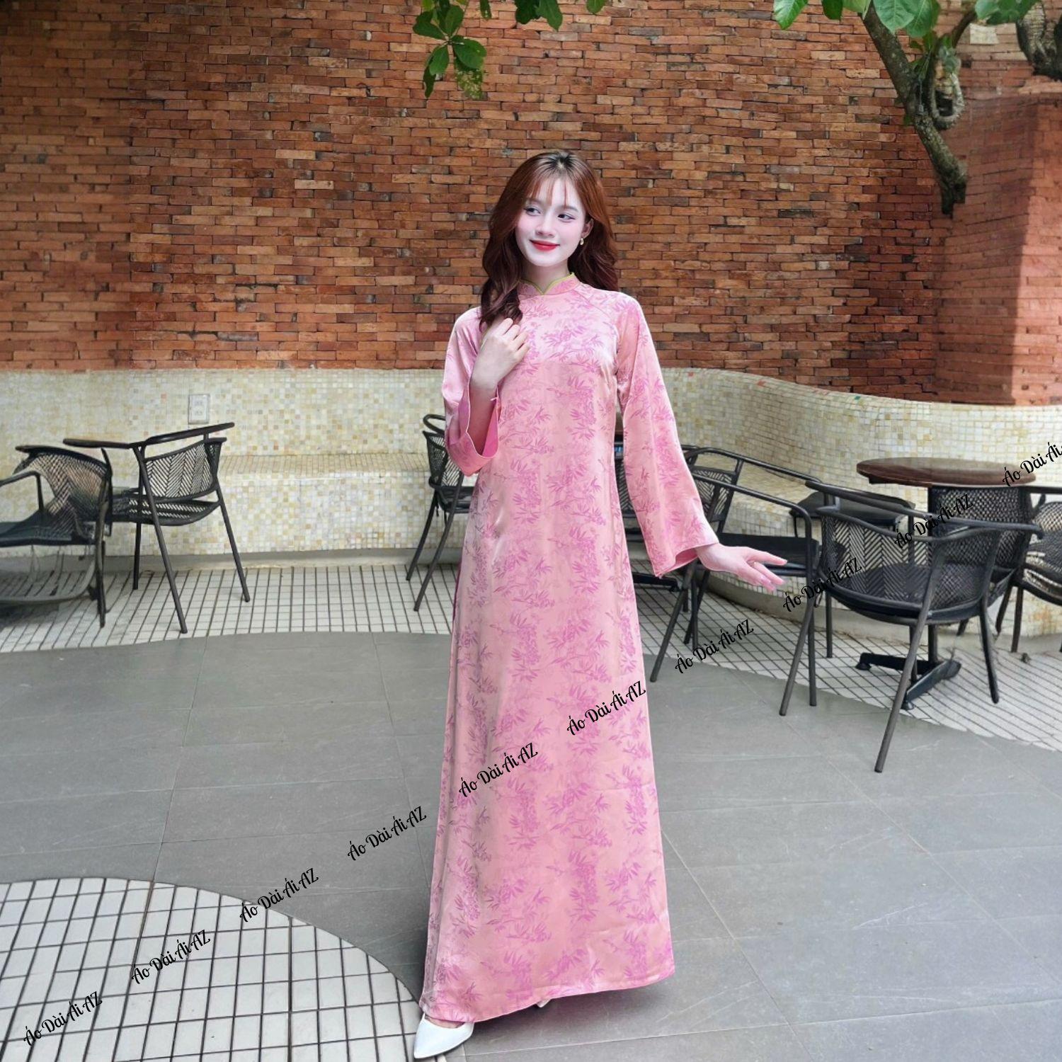 Áo Dài Nữ Cách Tân Dáng Suông Tay Dài Giả Cổ Phục Mặc Tết Tơ Hoa MM06_thumbnail_3