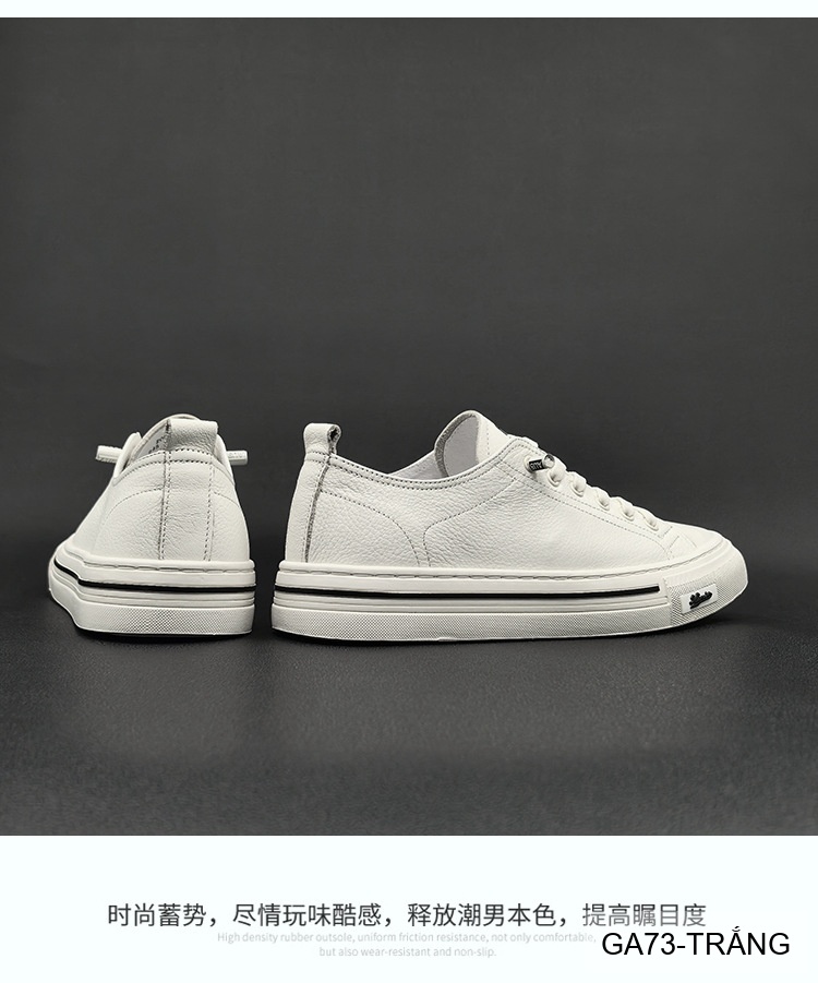 GA73 - Giày Sneaker Nam Da Bò Phong Cách Hàn, Đế Cao Su Thoáng Khí, Màu Trắng Đen_thumbnail_8
