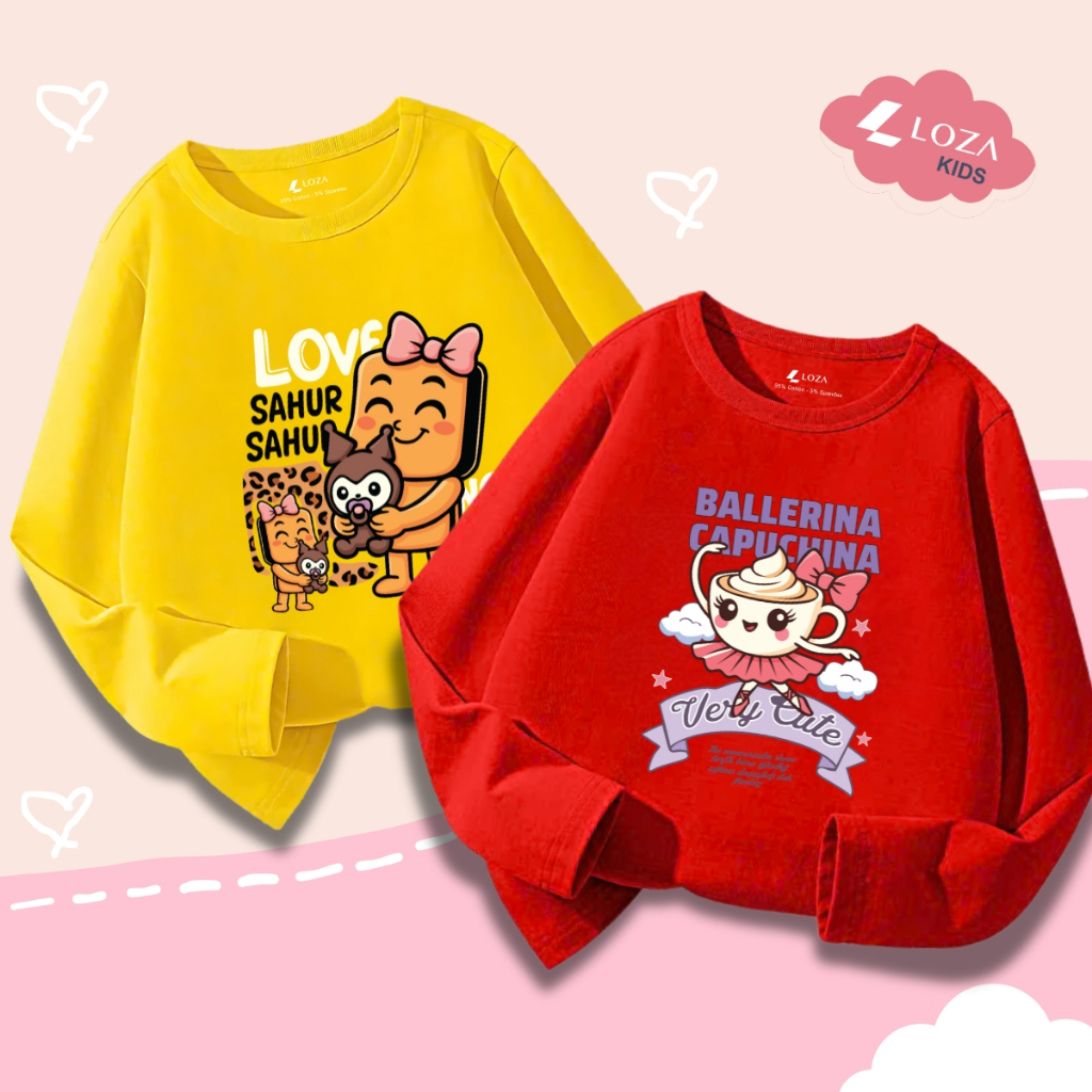 Áo thun dài tay bé gái in hình SAHUR SAHUR, BALLERINA CAPUCHINA - Loza Kids  KT002