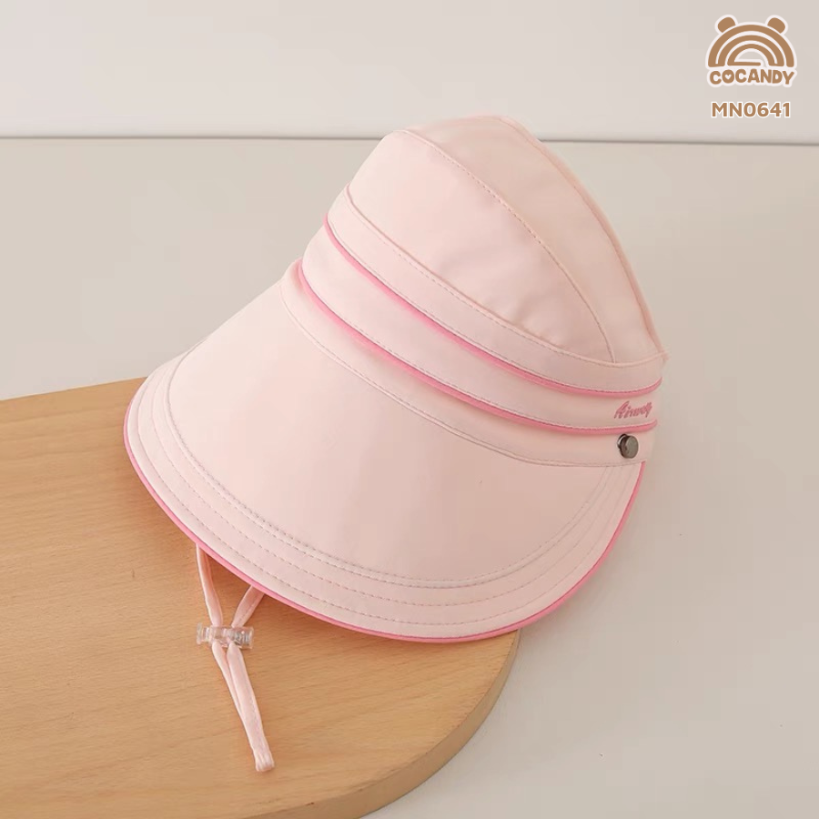 Mũ rộng vành chống nắng vải HỒNG phối HỒNG ĐẬM_thumbnail_0