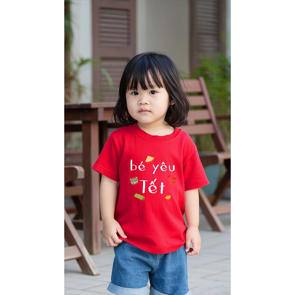 Áo thun bé yêu Tết Bính Ngọ Kado vải cotton dày dặn thoáng mát cổ tròn in mix 3002_thumbnail_2