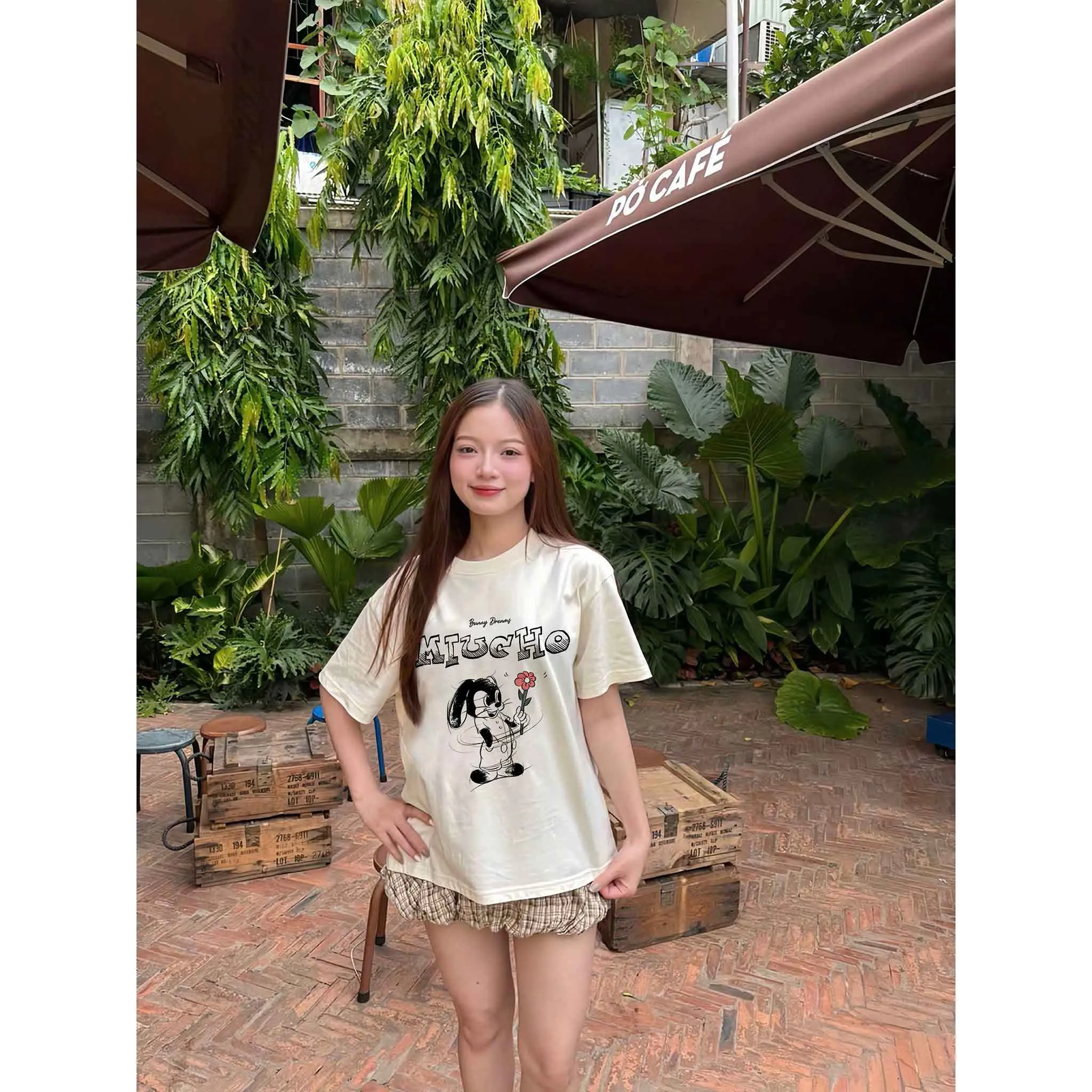 Áo thun boxy nữ hoạt hình dễ thương 2546 Miucho chất vải cotton co giãn thoáng mát mềm mịn in mix_thumbnail_3