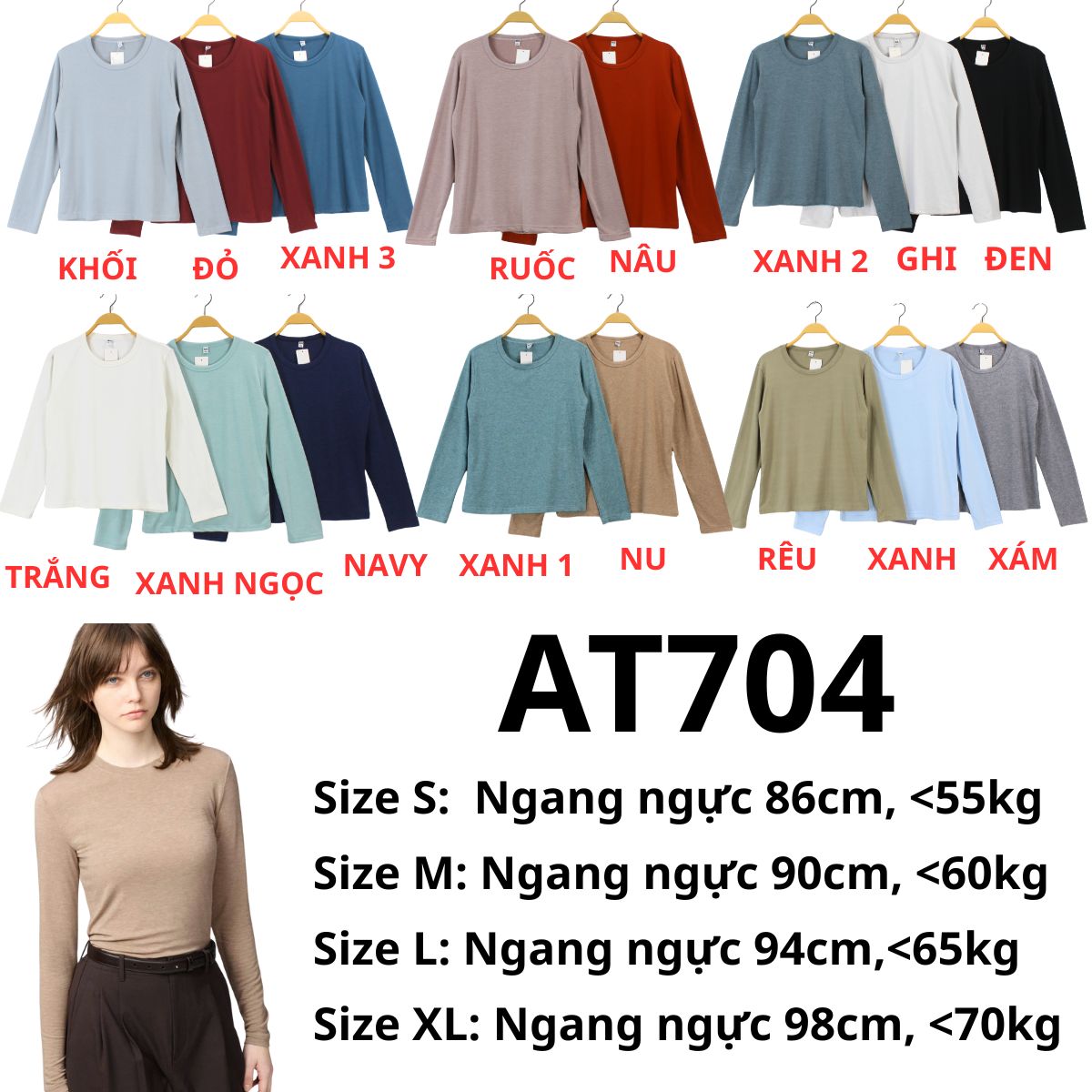 AT704- ÁO THUN DÀI TAY