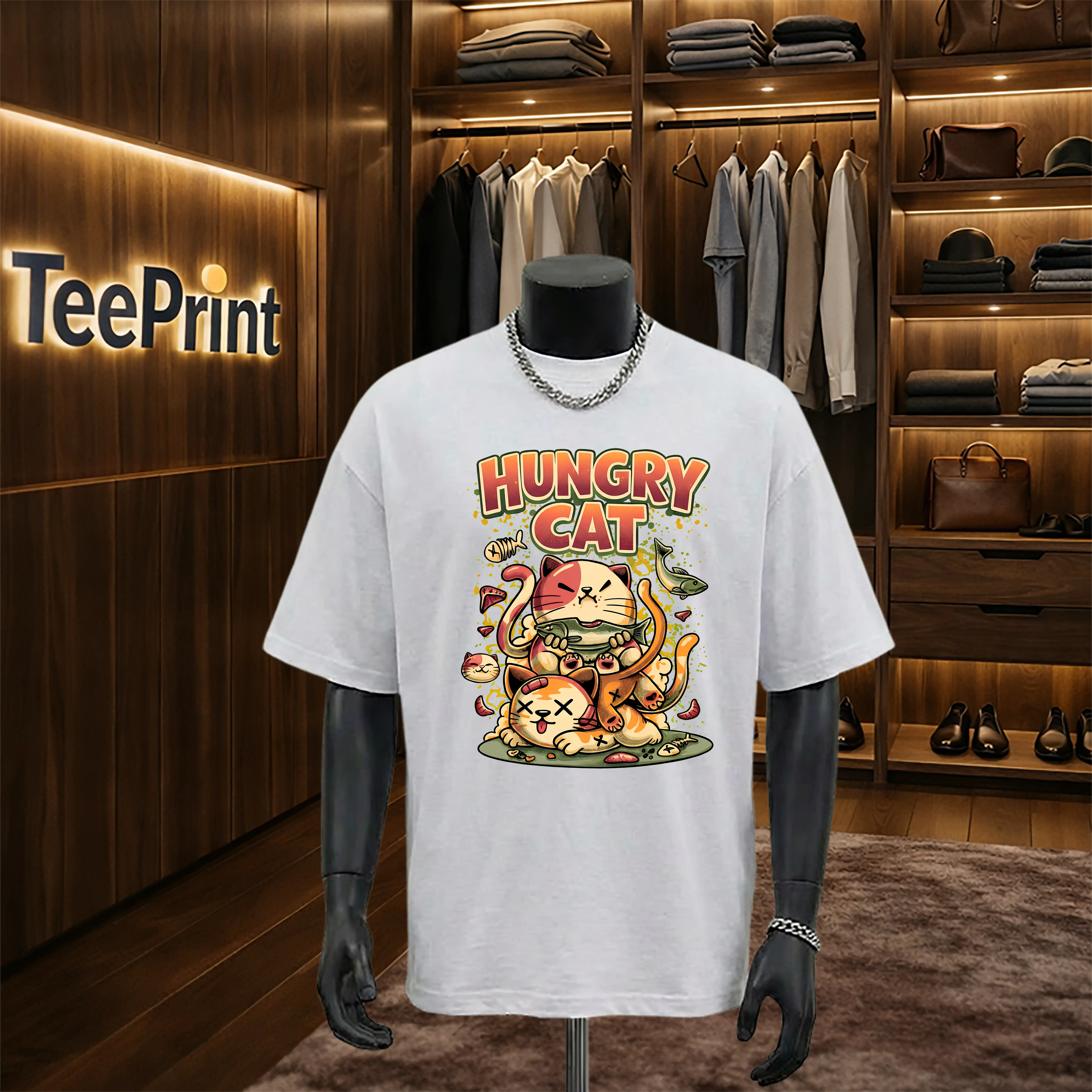 Áo thun form rộng Hungry Cat TeePrint 3239_thumbnail_2