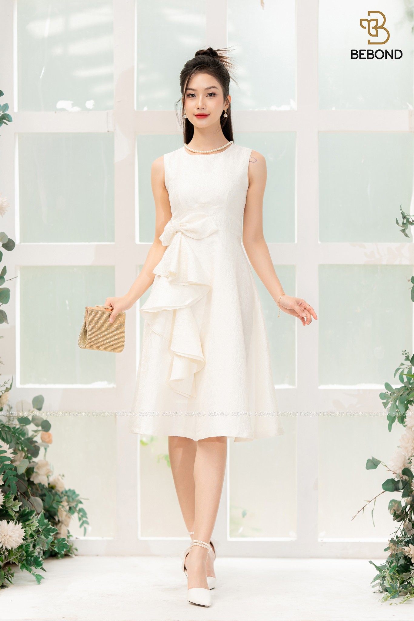 ĐẦM SÁT NÁCH PHỐI NƠ MÀU TRẮNG- MARY DRESS_thumbnail_4