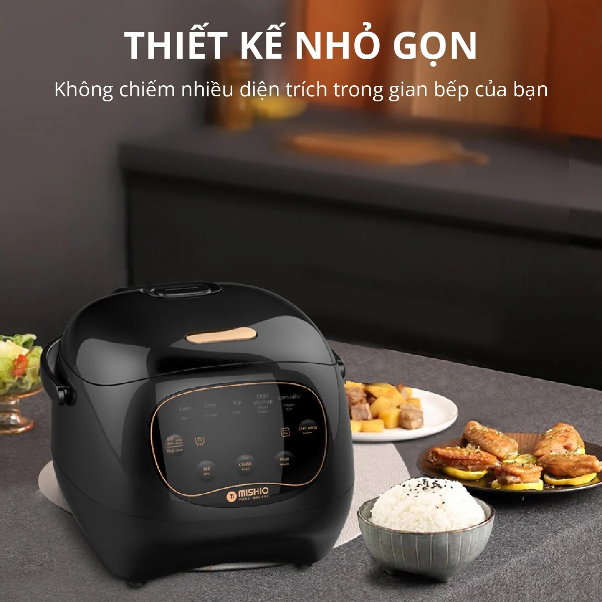 Nồi cơm điện lòng sứ 0.8Lít Mishio MK365 tặng kèm nồi hầm chậm 1Lít_thumbnail_7
