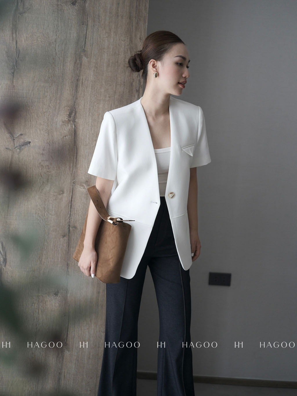 Quần âu soft denim dáng loe HAGOO_thumbnail_6