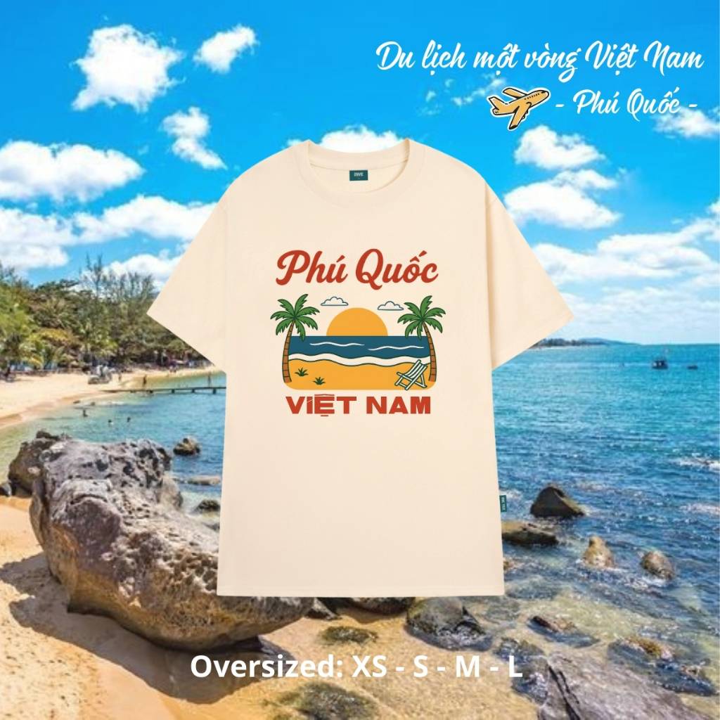 Áo thun du lịch Việt Nam, Huế, Hạ Long... dáng oversize rộng màu be local brand We Tee - T039_thumbnail_15