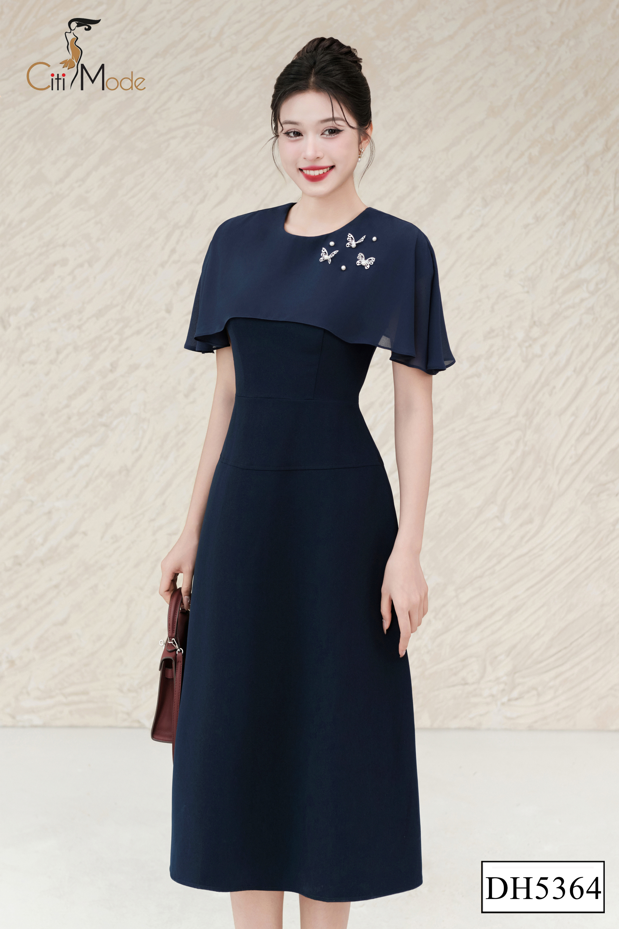 Đầm xòe xanh than chùm vai_thumbnail_1