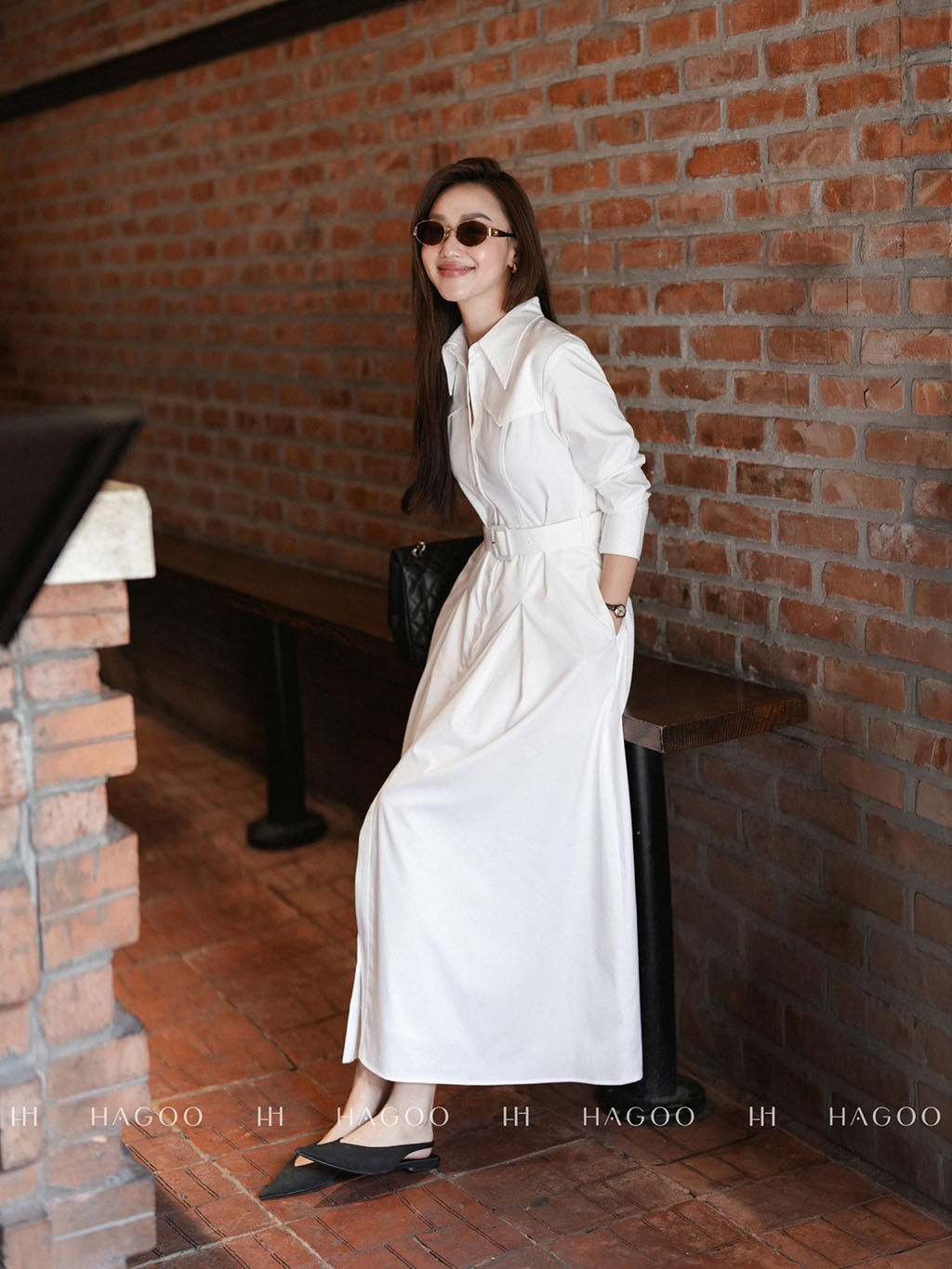 Váy sơ mi bổ cầu ngực HAGOO