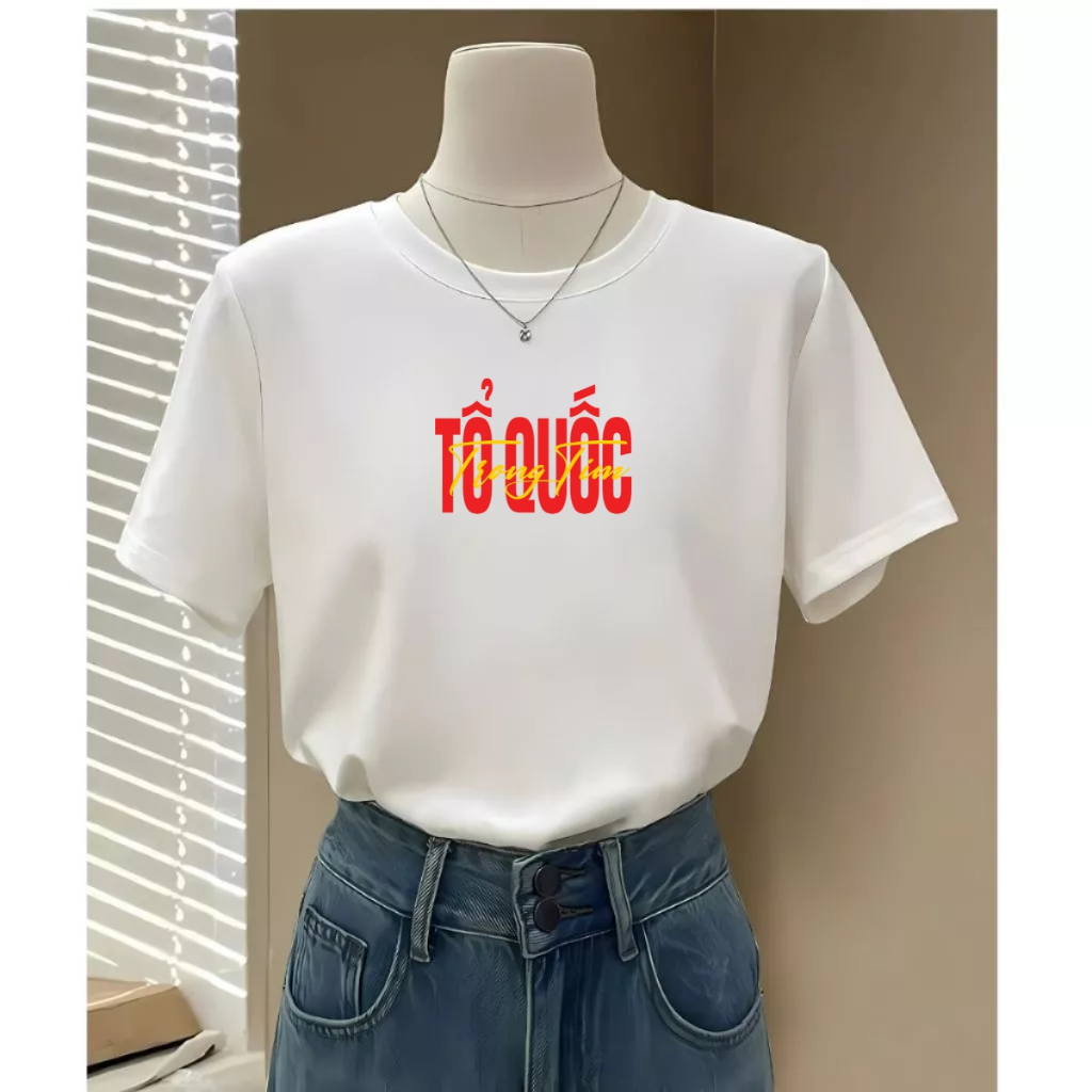 Áo phông nữ Tổ Quốc Trong Tim, chào mừng Quốc Khánh 2/9  - Áo thun 'Độc lập tự do' - LOZA G0416