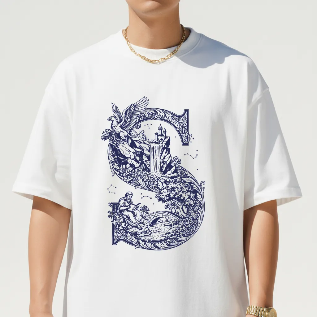 Áo thun form rộng nam Miucho Iconic vải cotton thoáng mát trẻ trung chữ S basic 2764_thumbnail_5