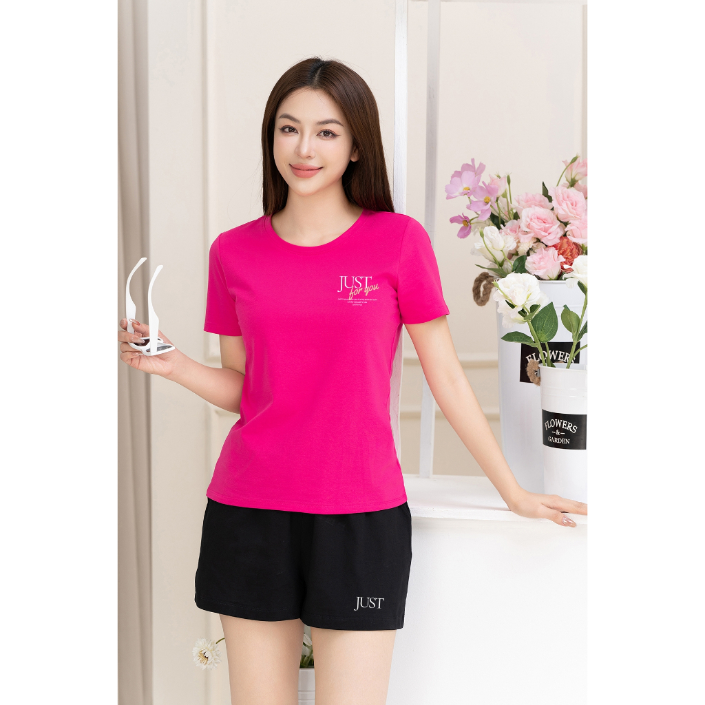 [Form Vừa] Bộ đồ nữ in chữ Just for you - Set cộc tay mặc nhà/ đi chơi LOZA VP337