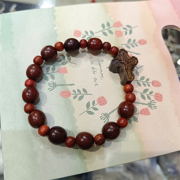 Vòng mân côi gỗ trắc 12ly