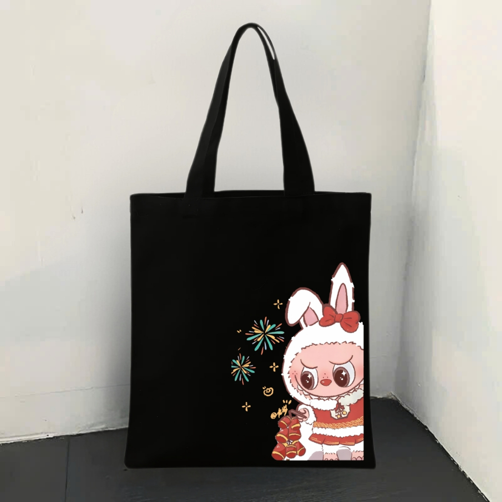 Túi tote vải canvas in hình Kuromi, Totoro, Labubu có khóa kéo, ngăn phụ - 𝐖𝐞 𝐓𝐞𝐞 TOTE07_thumbnail_14