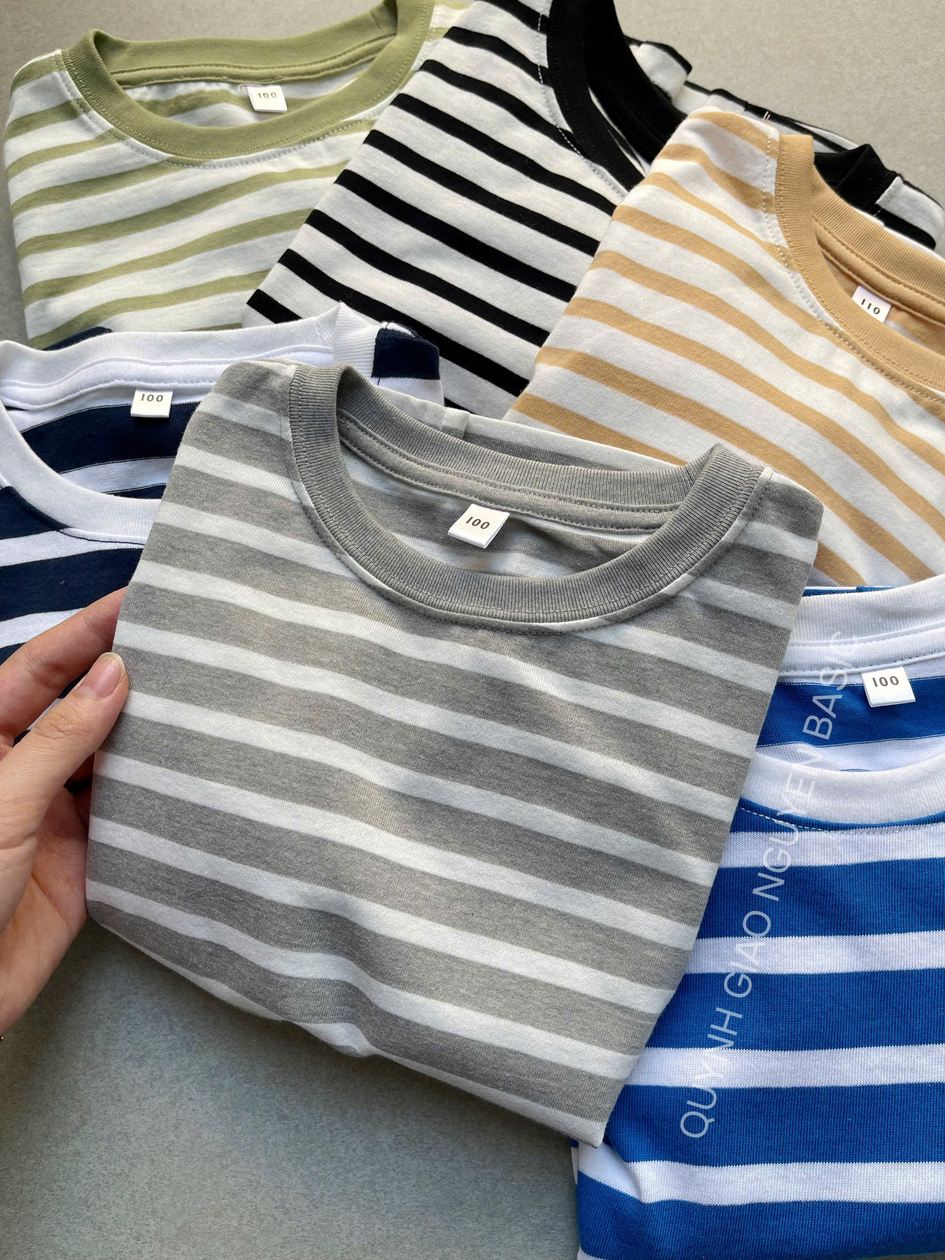 T951 - Set 3 áo sọc bé Cotton-Q ( NGẪU NHIÊN - Mua từ 2set sẽ trùng màu )