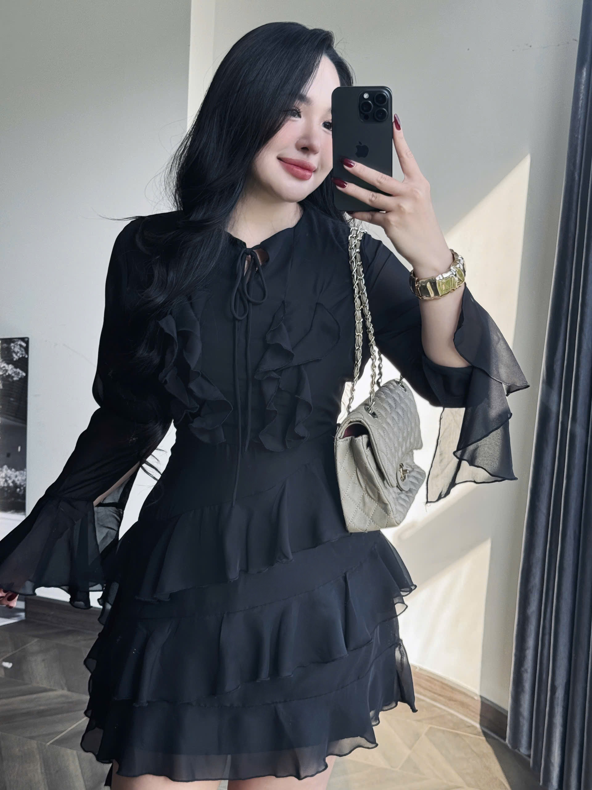 Đầm voan kiểu bèo nhún bigize DA150 dành cho nàng béo mập từ 55-95kg_thumbnail_10