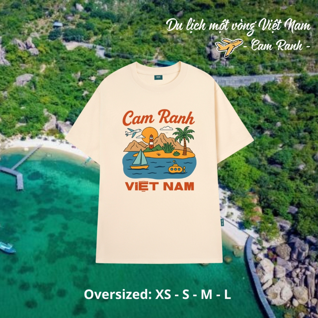 Áo thun du lịch Việt Nam, Huế, Hạ Long... dáng oversize rộng màu be local brand We Tee - T039_thumbnail_13