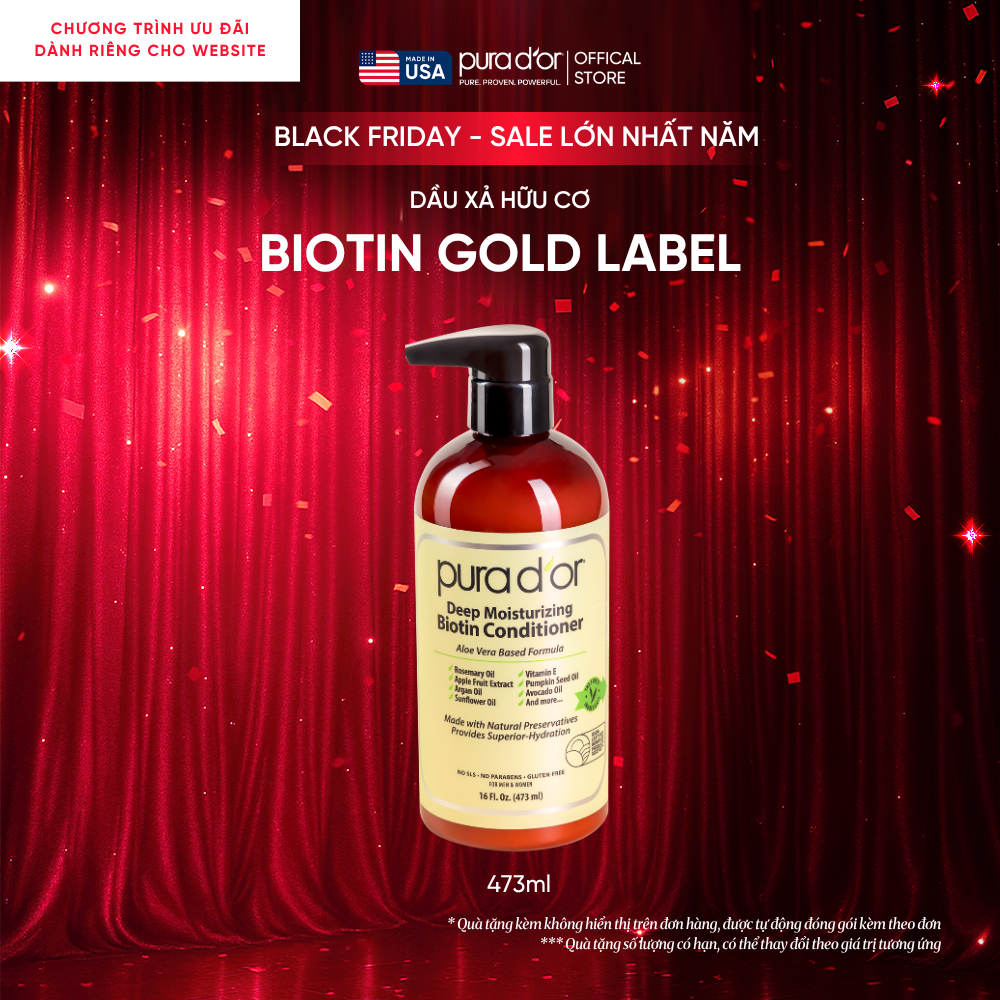 Dầu Xả Biotin Pura D'or Deep Moisturizing Giúp Dưỡng Ẩm Chuyên Sâu 473ml