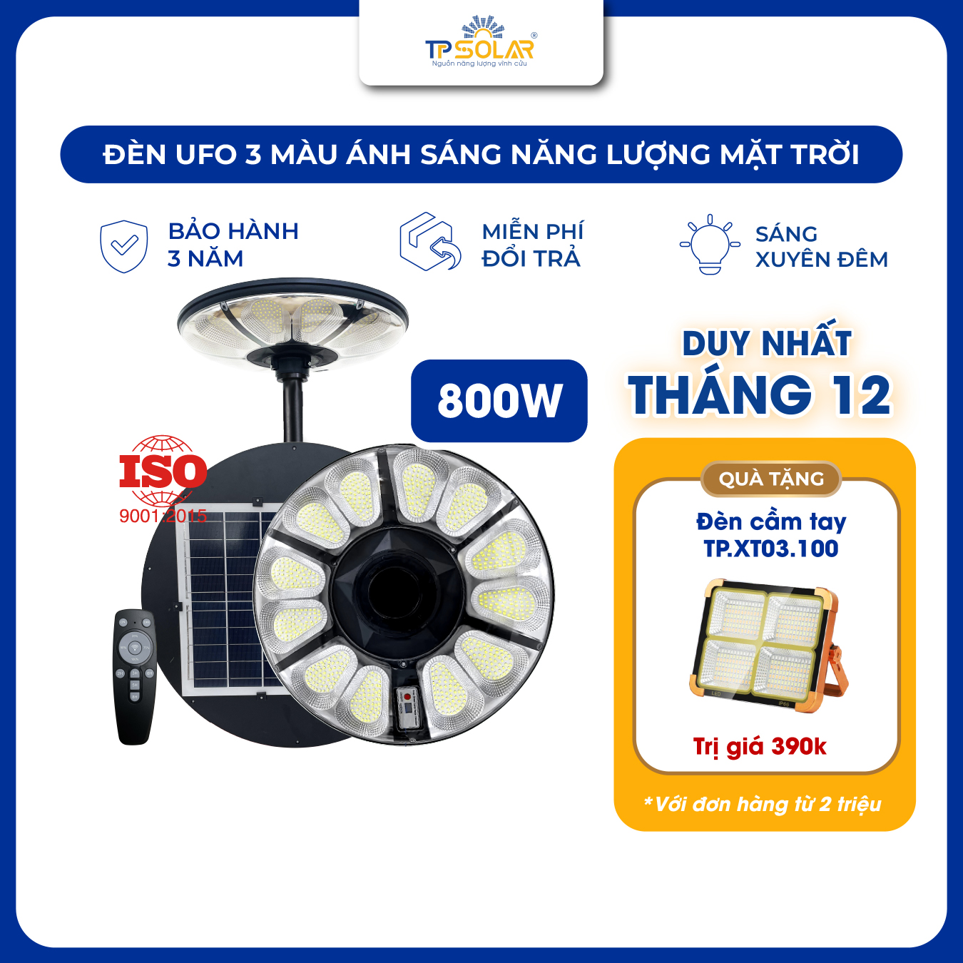 Đèn UFO hoa cúc 3 màu ánh sáng năng lượng mặt trời