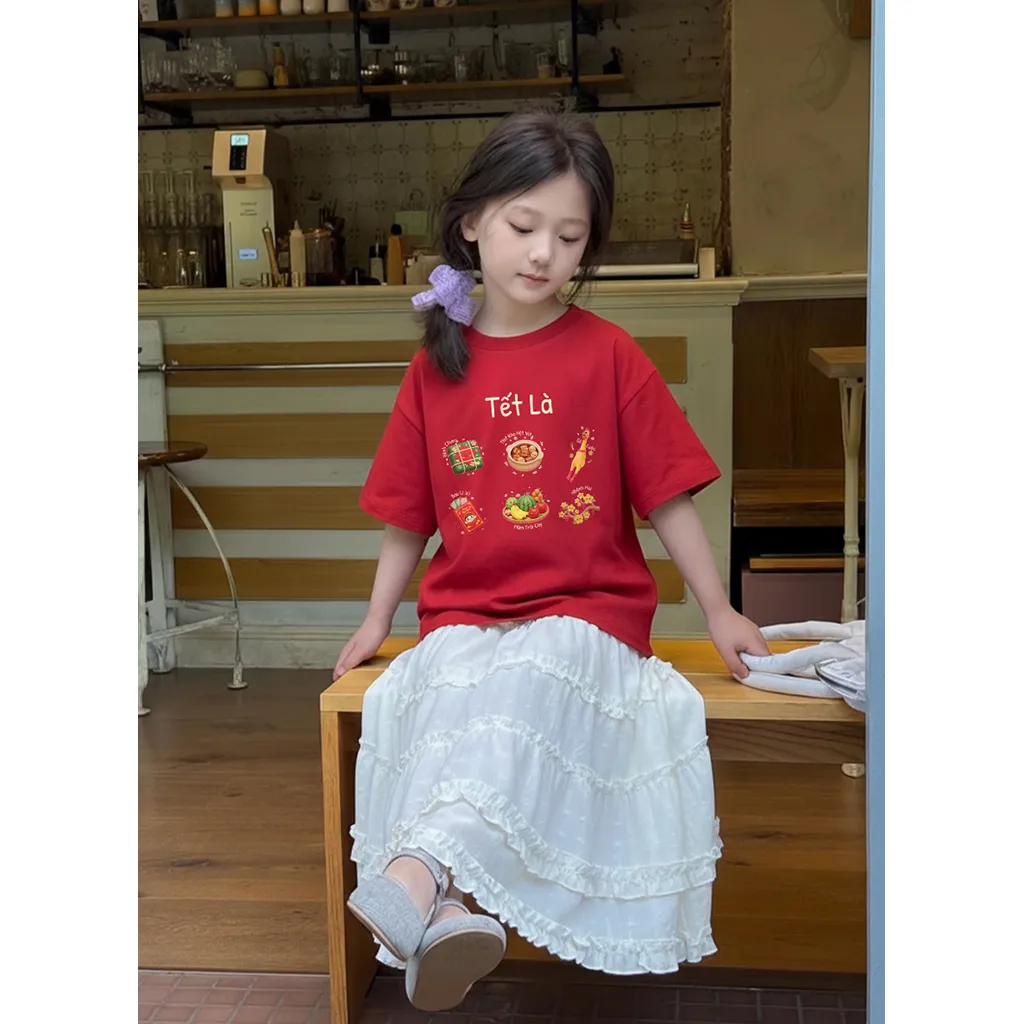 Áo thun kid Tết 2026 Kado vải cotton co giãn thoáng mát thoải mái cho bé cổ tròn in mix 2920_thumbnail_4