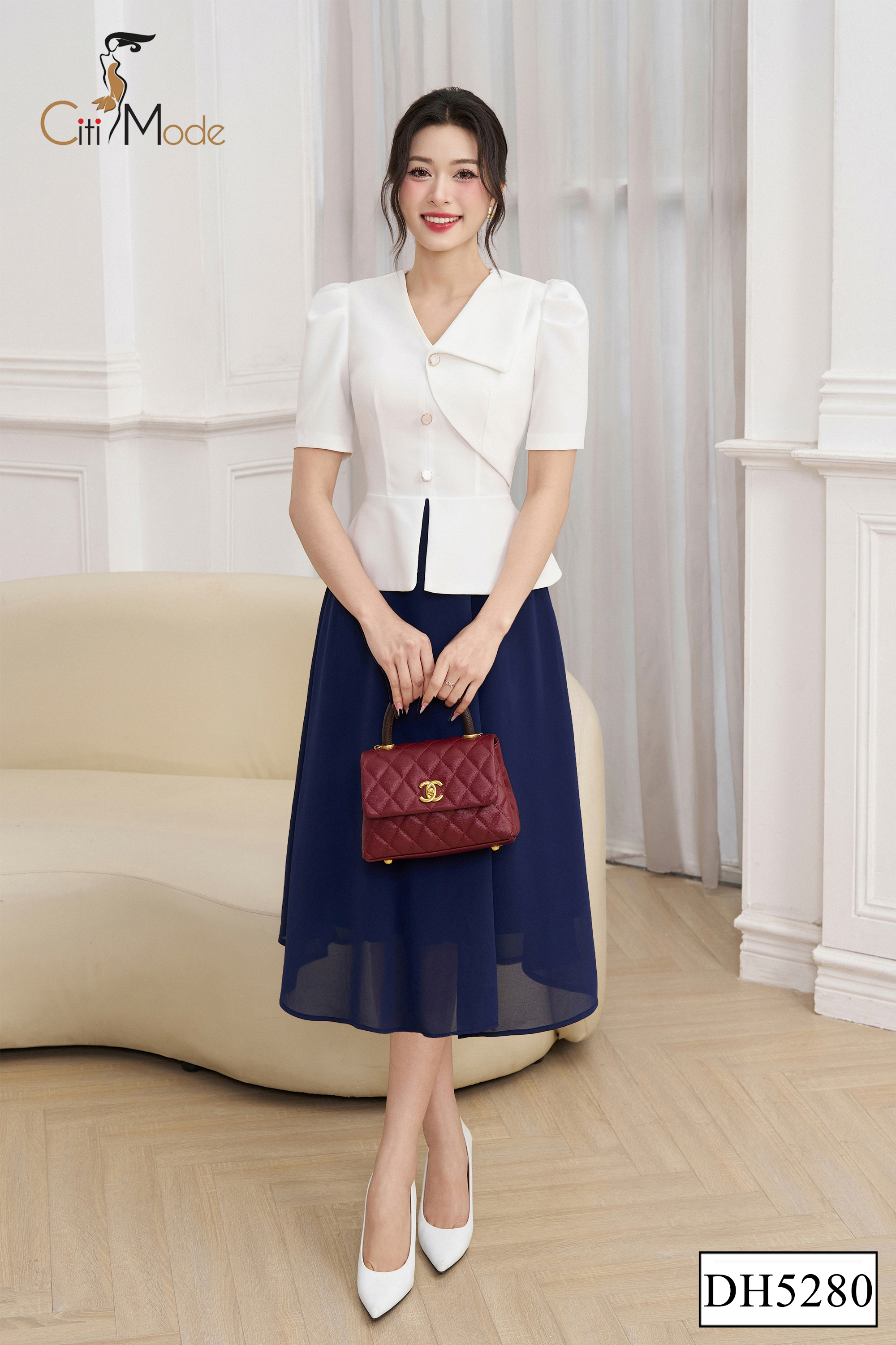 Đầm xoè trắng phối chân váy voan xanh_thumbnail_2