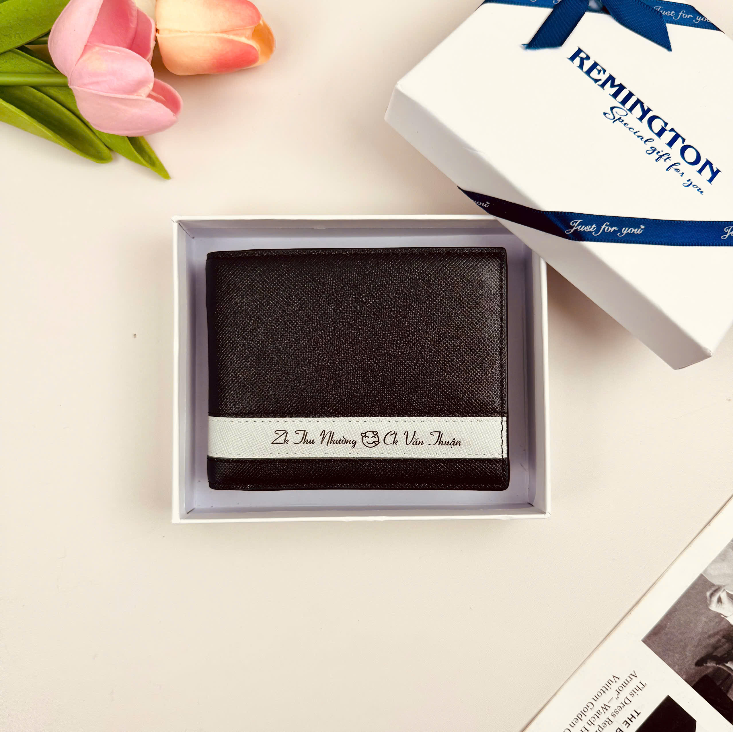 [ Fullbox đã gói quà ] Ví nam khắc tên theo yêu cầu Remington - Cosmos ngang fullbox miễn phí in 3 ảnh và tặng kèm hộp, túi giấy làm quà tặng_thumbnail_8