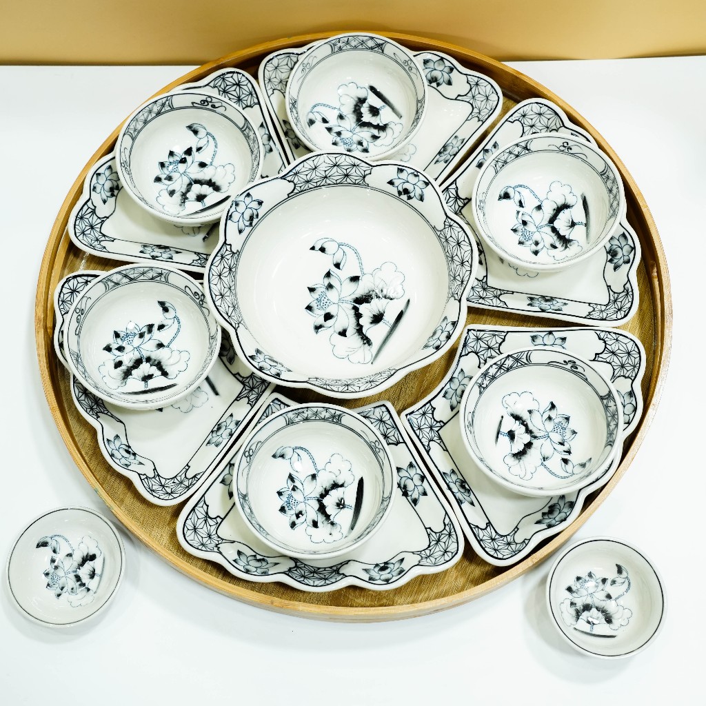 Bộ Bát Đĩa Hoa Mặt Trời - Đồ Thờ Cúng Men Rạn Đắp Nổi Bát Tràng Cao Cấp Nhiều Mẫu 45cm. 55cm_thumbnail_6