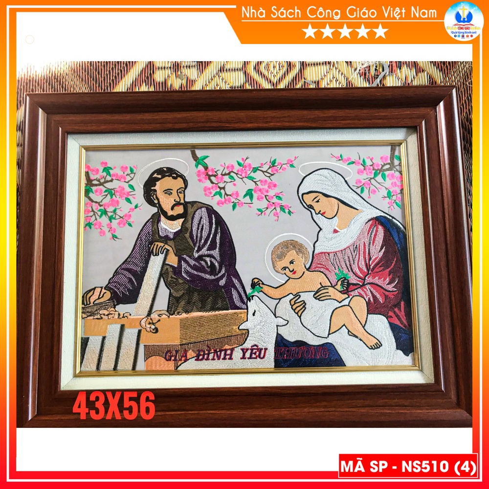Tranh Thêu Công Giáo Cao Cấp mẫu Gia Đình Thánh Gia 43x56cm - Quà Tặng Tân Gia, Đám Cưới, Trang Trí Phòng Khách NS510-4_thumbnail_0