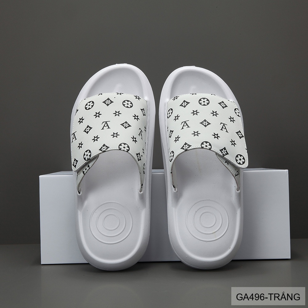 GA496 - Dép xỏ ngón nam thời trang đế dày họa tiết logo, màu trắng đen
