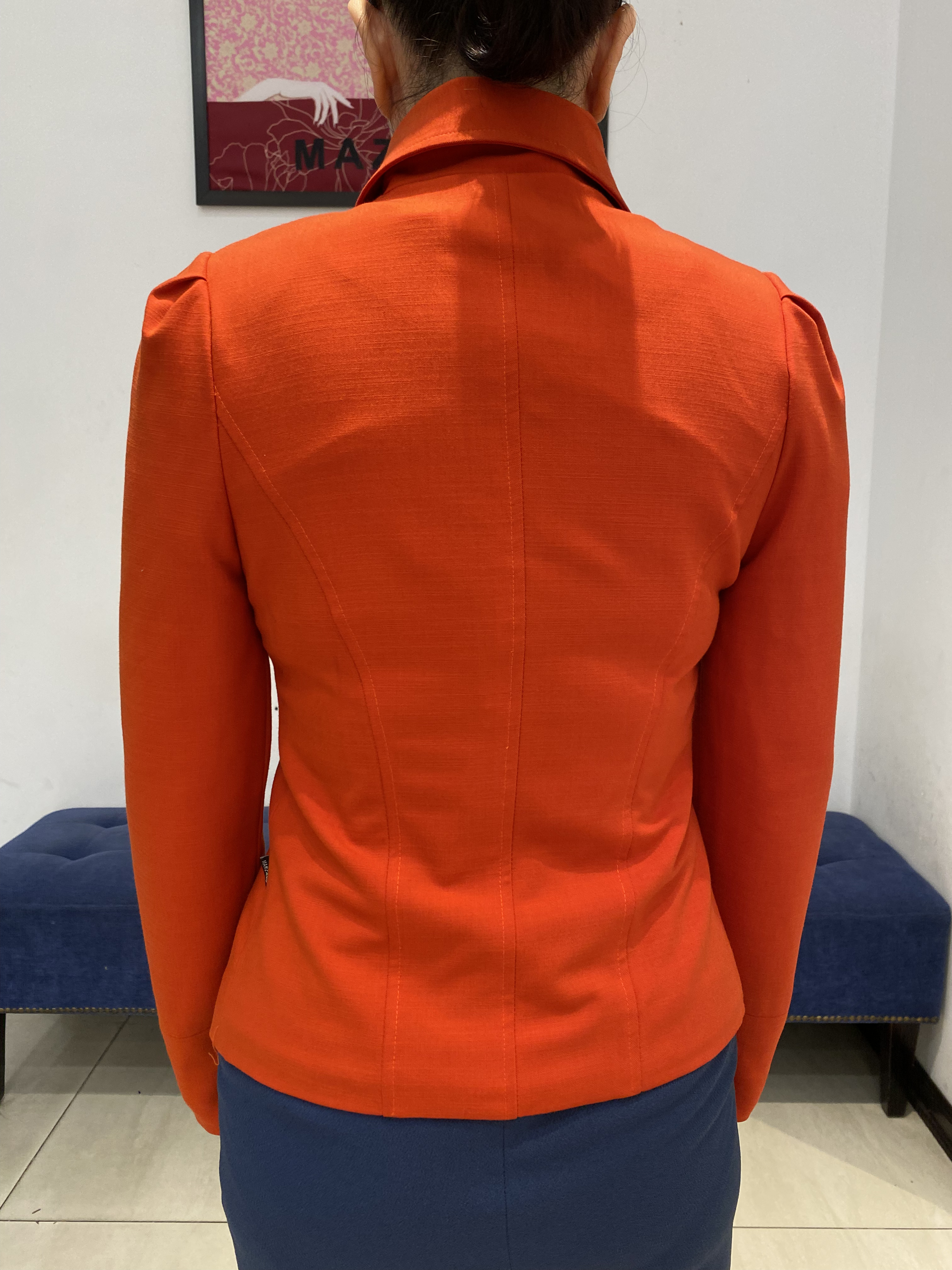 Áo khoác ngắn vải dạ Yumi màu da cam cách điệu_thumbnail_4