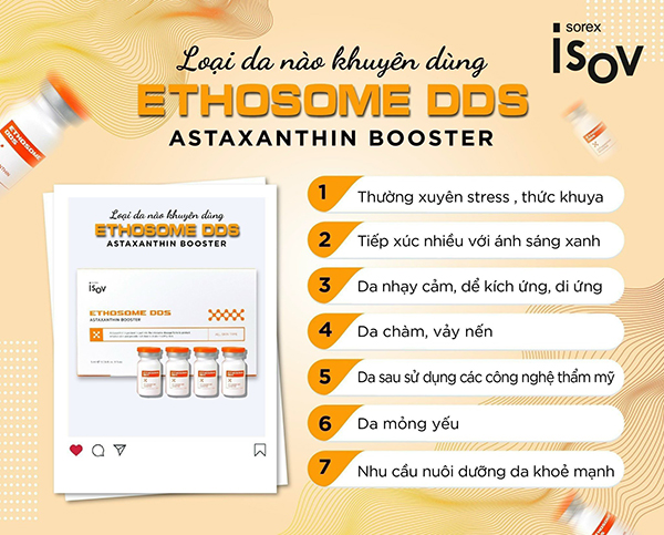 Serum tái tạo chống kích ứng và oxy hóa da Ethosome DDS Astaxanthin Booster hộp 5 ống x 5ml