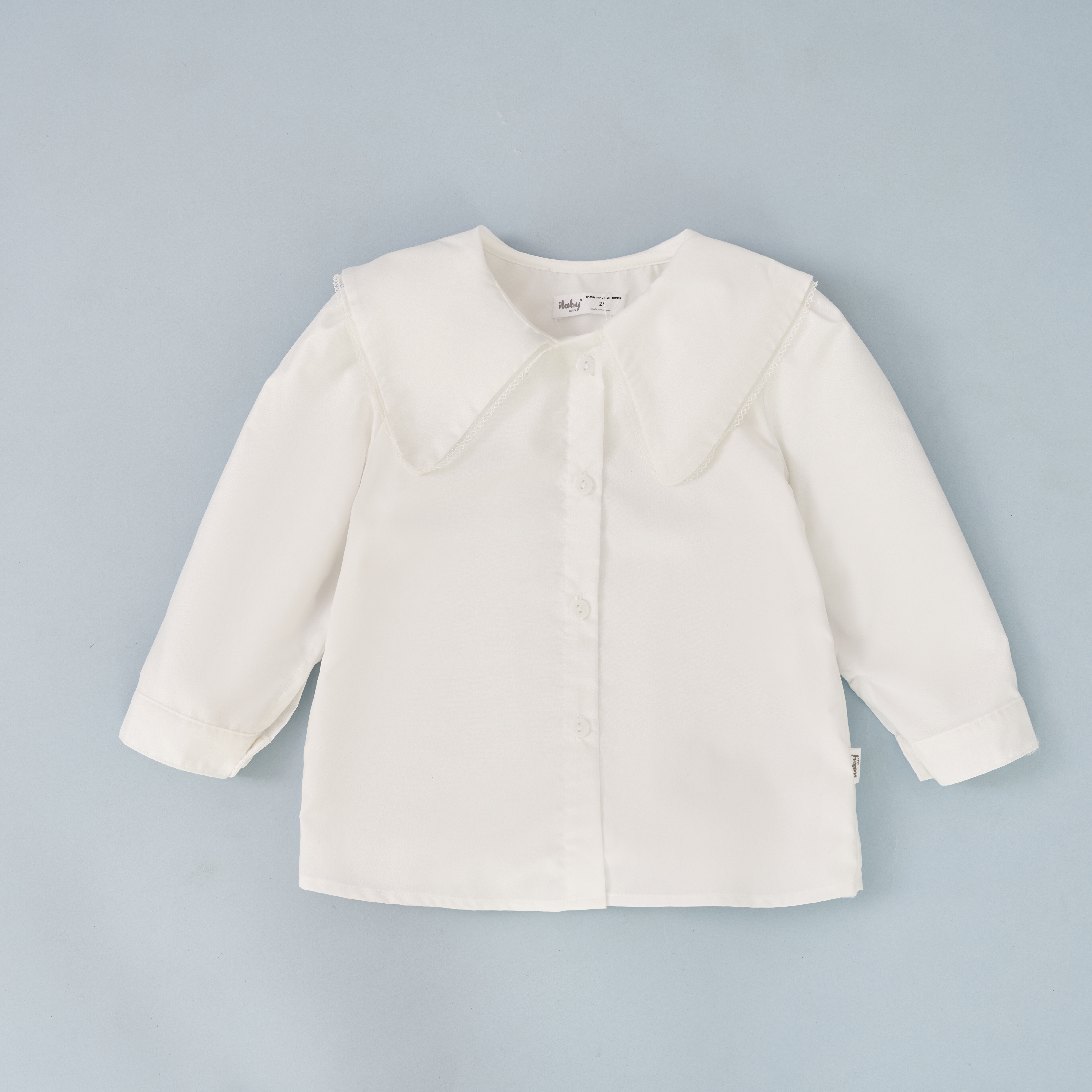 Áo sơ mi cổ kiểu phối viền ren