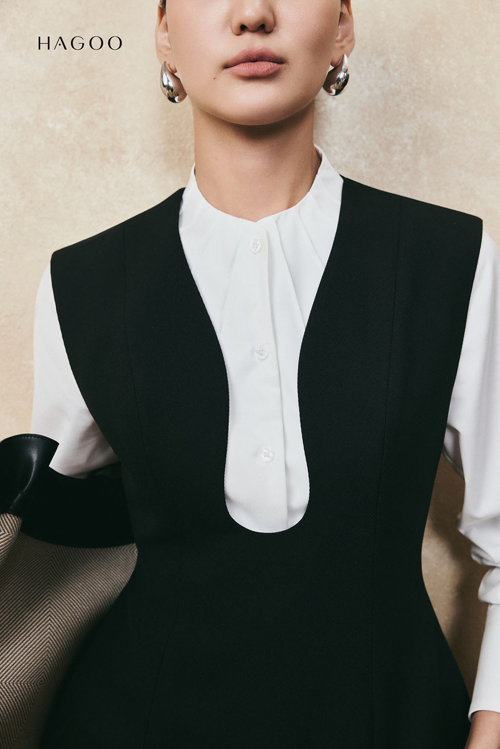 Áo Gile peplum cổ U HAGOO