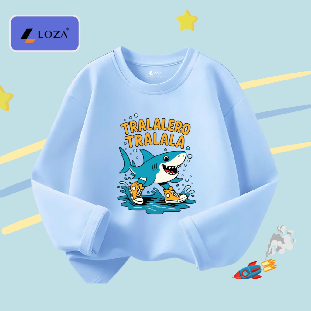 Áo thun dài tay bé trai in Brainrot Cappuccino,Tralalero Tralala - Áo thu đông trẻ em Loza Kids KT004_thumbnail_7