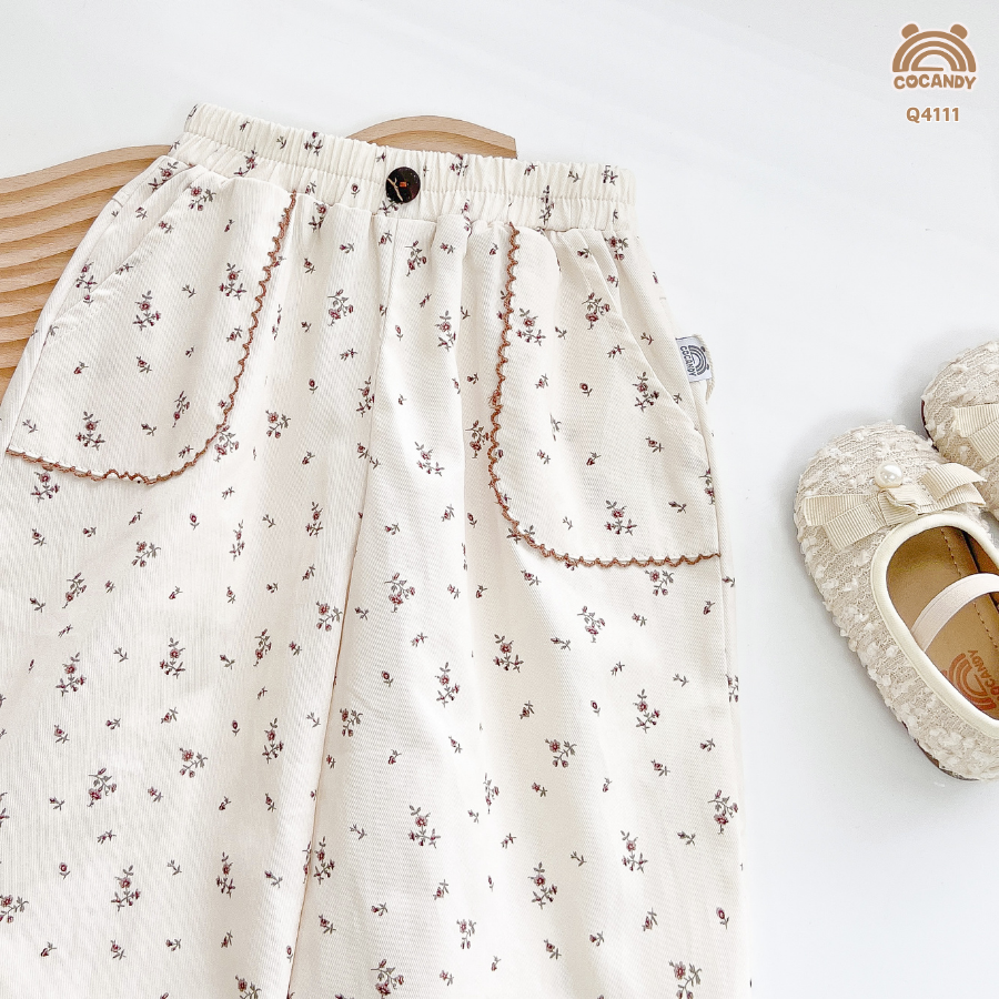 Quần dài suông BE hoa nhí nâu chỉ sóng_thumbnail_2