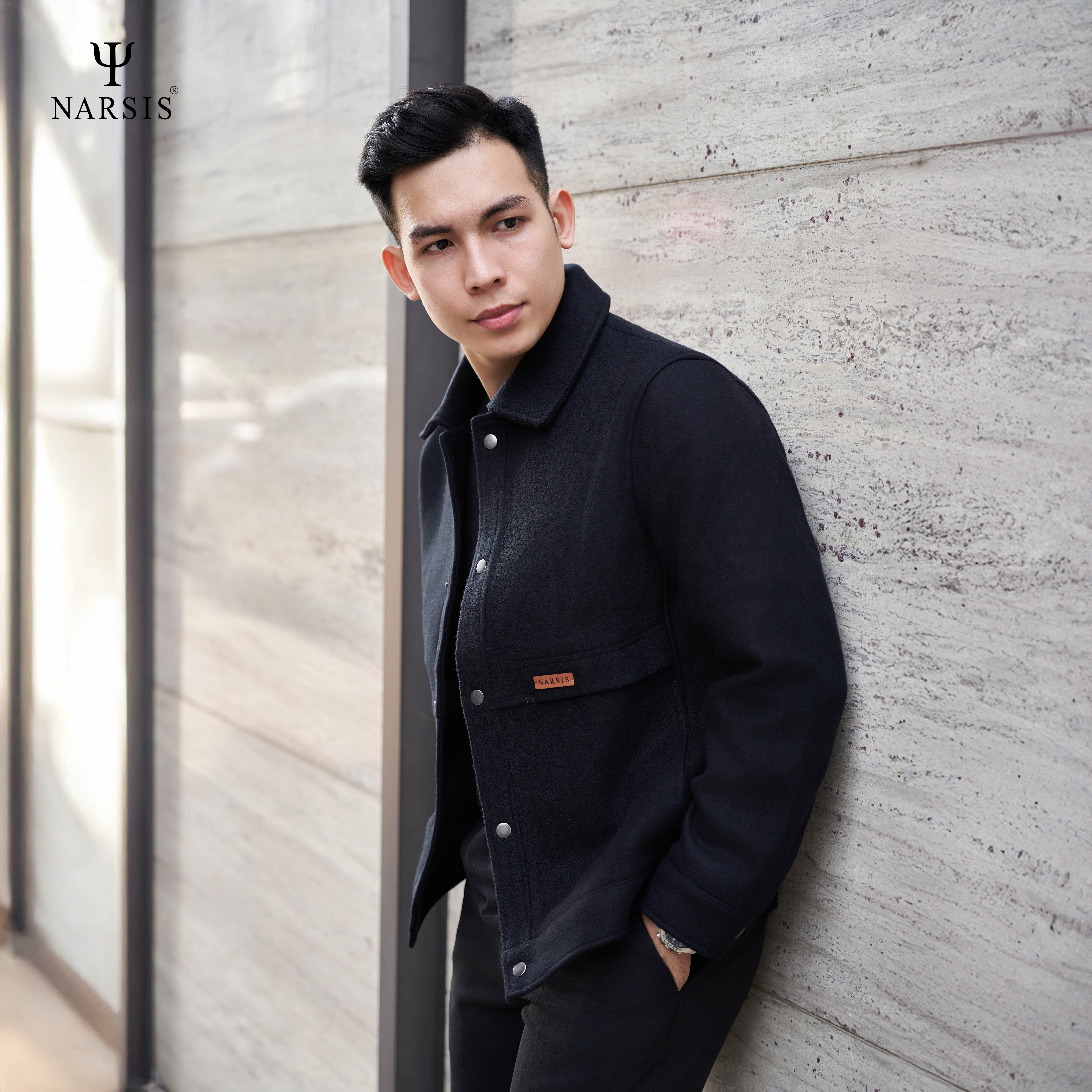 Áo Khoác Nam Narsis D24007 Thiết Kế Dạ Dài Tay Cổ Bẻ, Phong Cách Trẻ Trung, Lịch Lãm_thumbnail_1