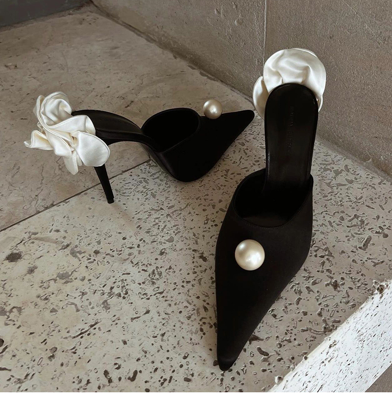 Giày cao gót 9cm hoa ngọc trai