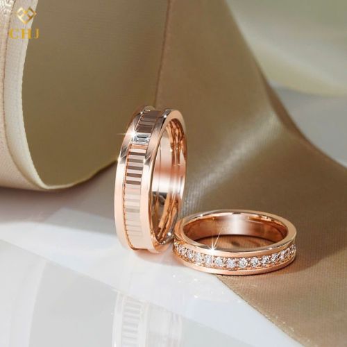 Cặp Nhẫn Cưới Kim Cương Vàng 14K CHJ531